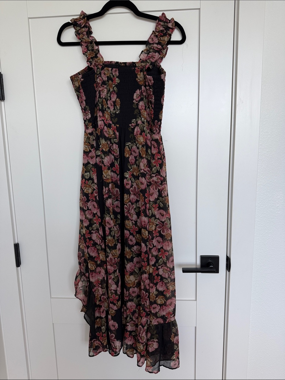 Maurices Black Maxi Dress with Pink Rose Floral Print - Picture 2 of 9